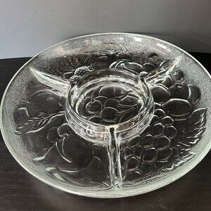 Vintage Pressed Glass Platter - Garden Harvest design